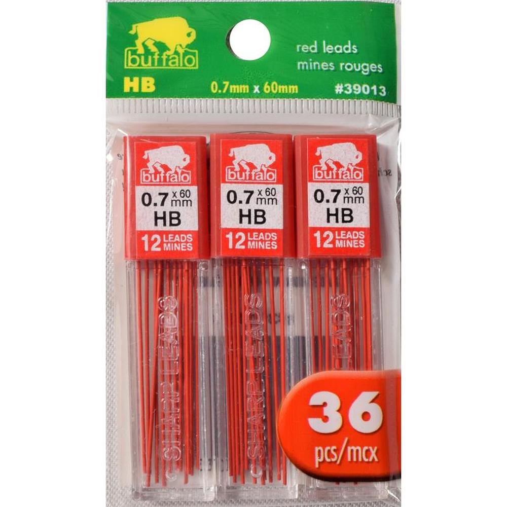 HB Pencil Red Leads, 36 Leads/Pack 0.7mm