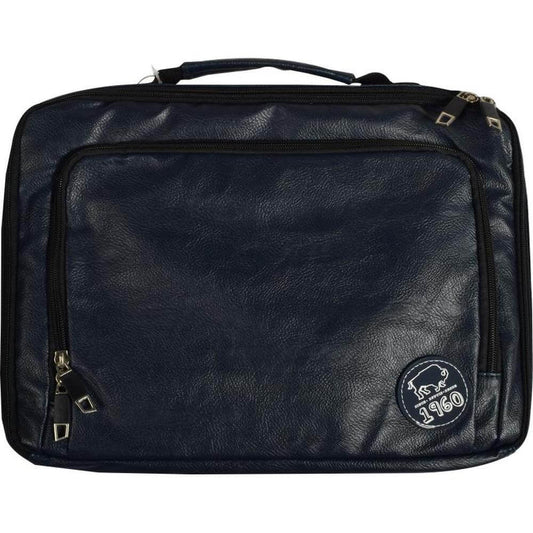 Stylish navy blue Polyvinyl Laptop Sleeve for 13 inch laptop sleeve with zippered compartment and handle.