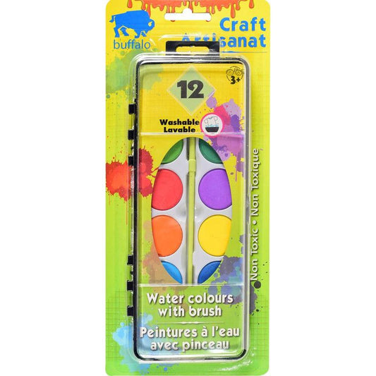Water Paint and Brush Kit, 12 colours