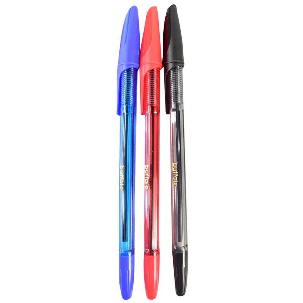 12 Ballpoint Pens Clear Assorted