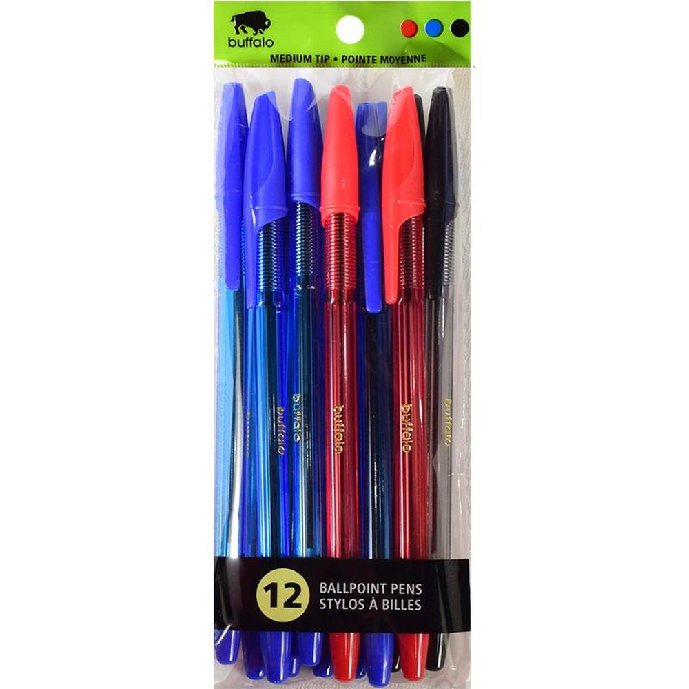 12 Ballpoint Pens Clear Assorted