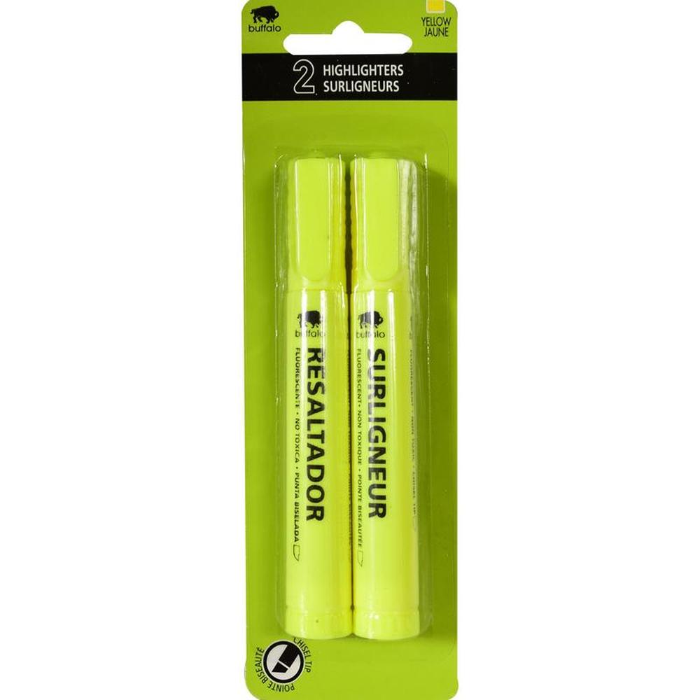 2 Broad Tip Highlighters Yellow