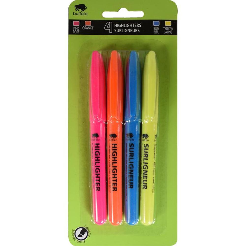 4 Fine Tip Highlighters, Assorted Colors