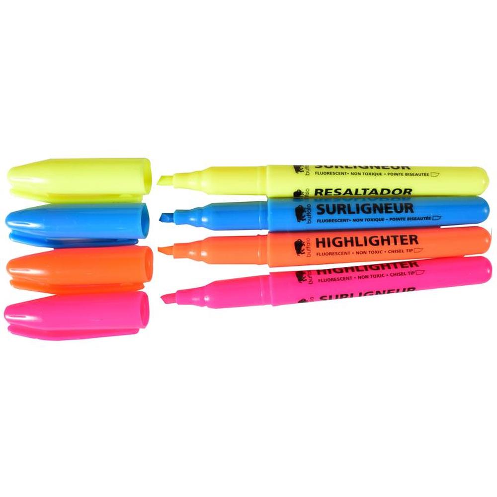4 Fine Tip Highlighters, Assorted Colors