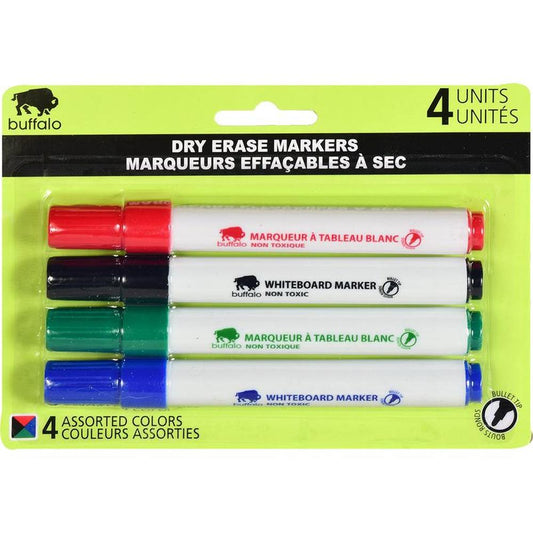 4-Pack Whiteboard Markers, Assorted colours
