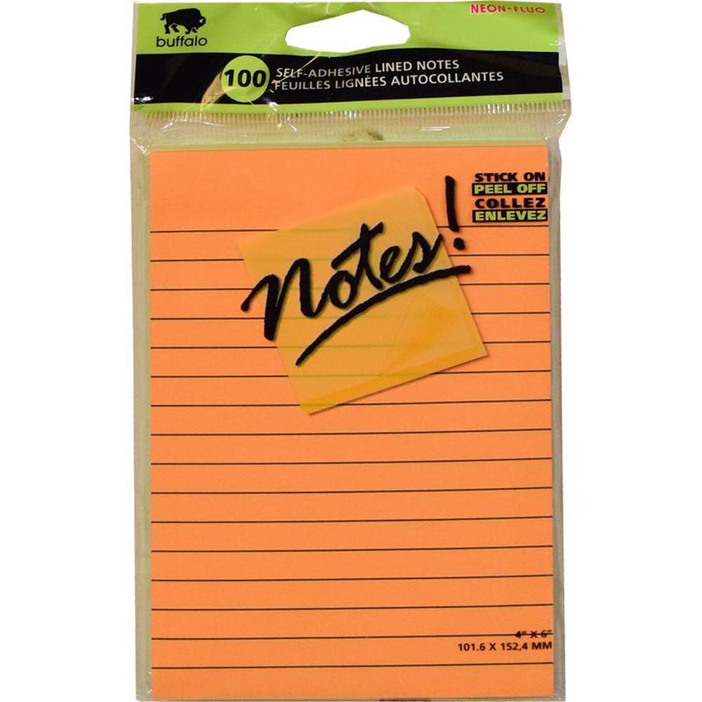 Self-Adhesive Lined Neon Notes 4X6" 100pk