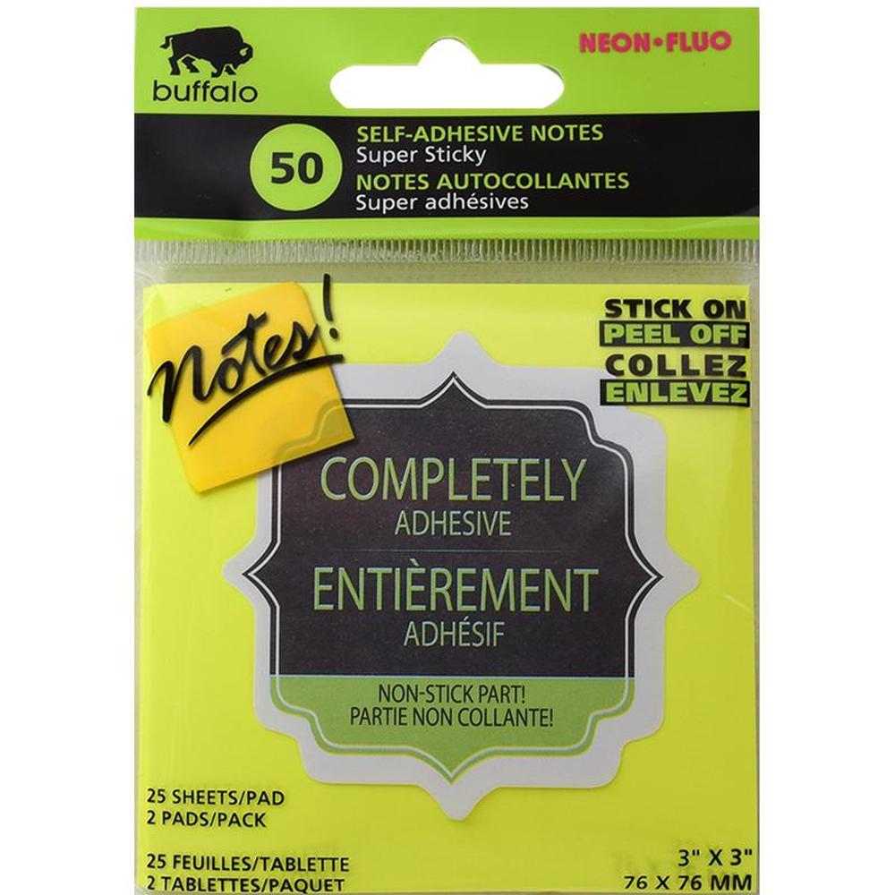 50 Self-Adhesive Neon Yellow Notes 3X3"