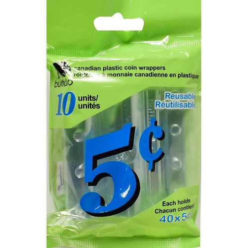 10 Plastic Coin Wrappers 5 Cent