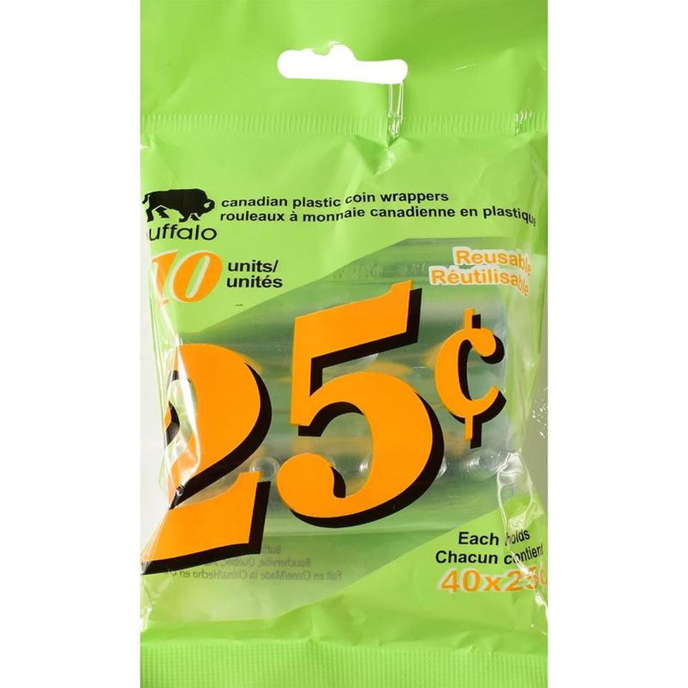 10 Plastic Coin Wrappers 25 Cent