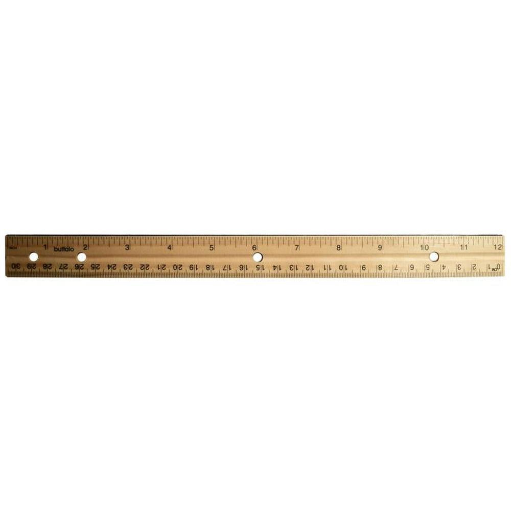 Wood Ruler with Metal Edge 12"/30