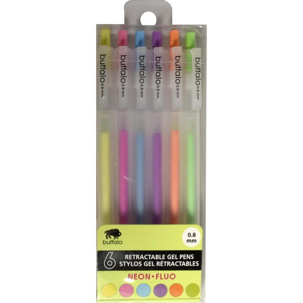6PK Retractable Gel Pens Neons