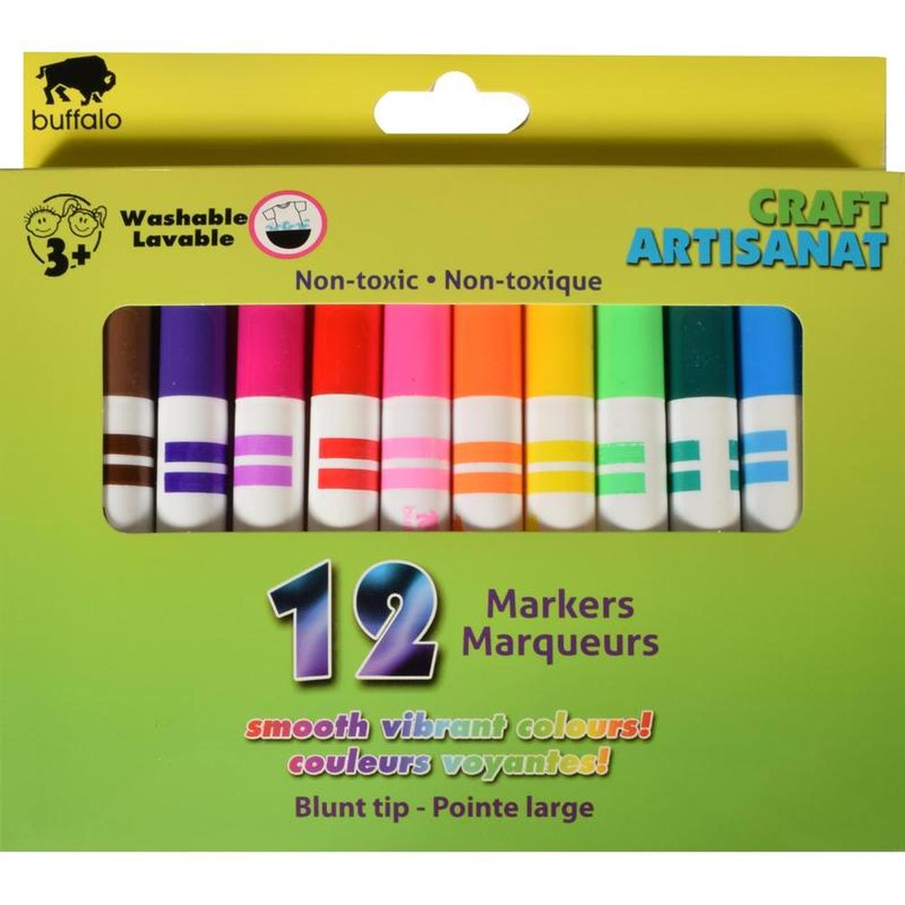 12-Pack Washable Markers Broad Tip