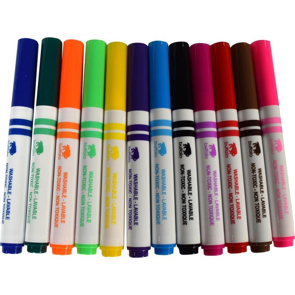 12-Pack Washable Markers Broad Tip