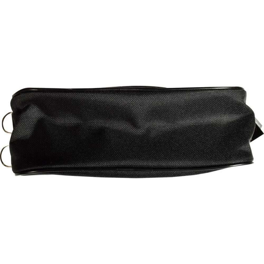 Black 2 compartment pencil case showcasing a durable exterior and spacious design for storing stationery essentials.