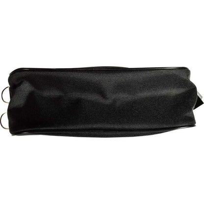 Black 2 compartment pencil case showcasing a durable exterior and spacious design for storing stationery essentials.
