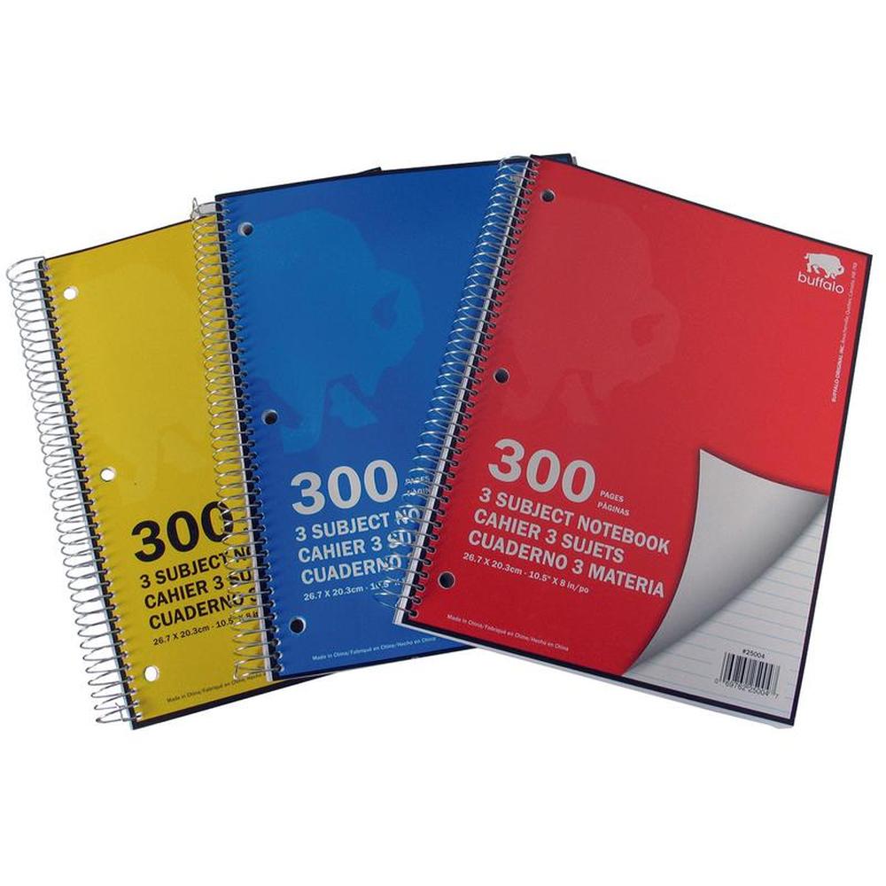 300 Pages 3-Subject Notebook 8X10.5