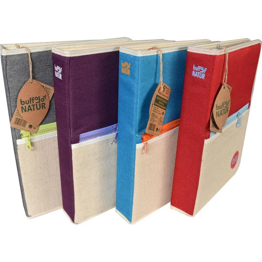 Jute Zippered Binder 1 1/2'', Zippered Front Pocket