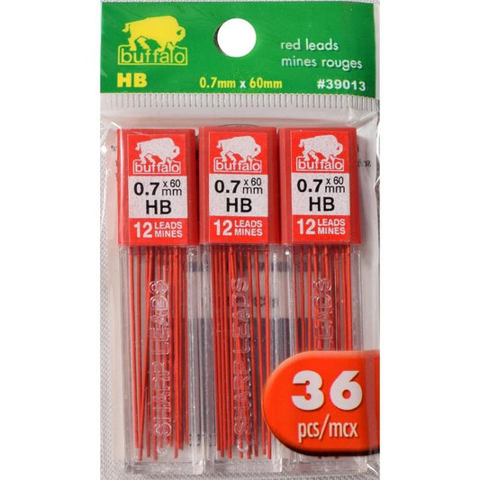 HB Pencil Red Leads, 36 Leads/Pack 0.7mm