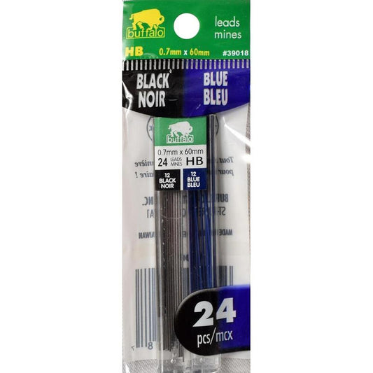 HB Pencil Black/Blue Leads, 24 Leads/PACK 0.7mm