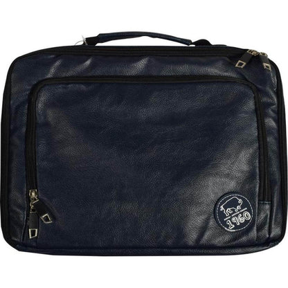 Stylish navy blue Polyvinyl Laptop Sleeve for 13 inch laptop sleeve with zippered compartment and handle.