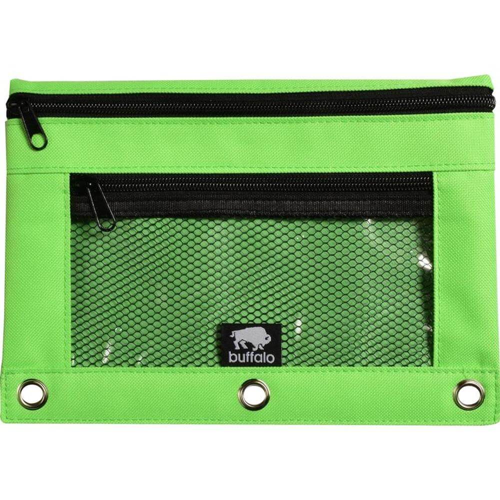 Mesh window pencil pouch in bright green with durable design and easy access features.