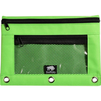 Mesh window pencil pouch in bright green with durable design and easy access features.