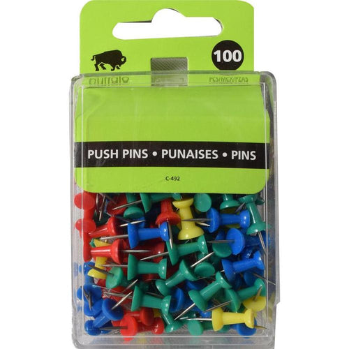100PK Plastic Push Pins Colors